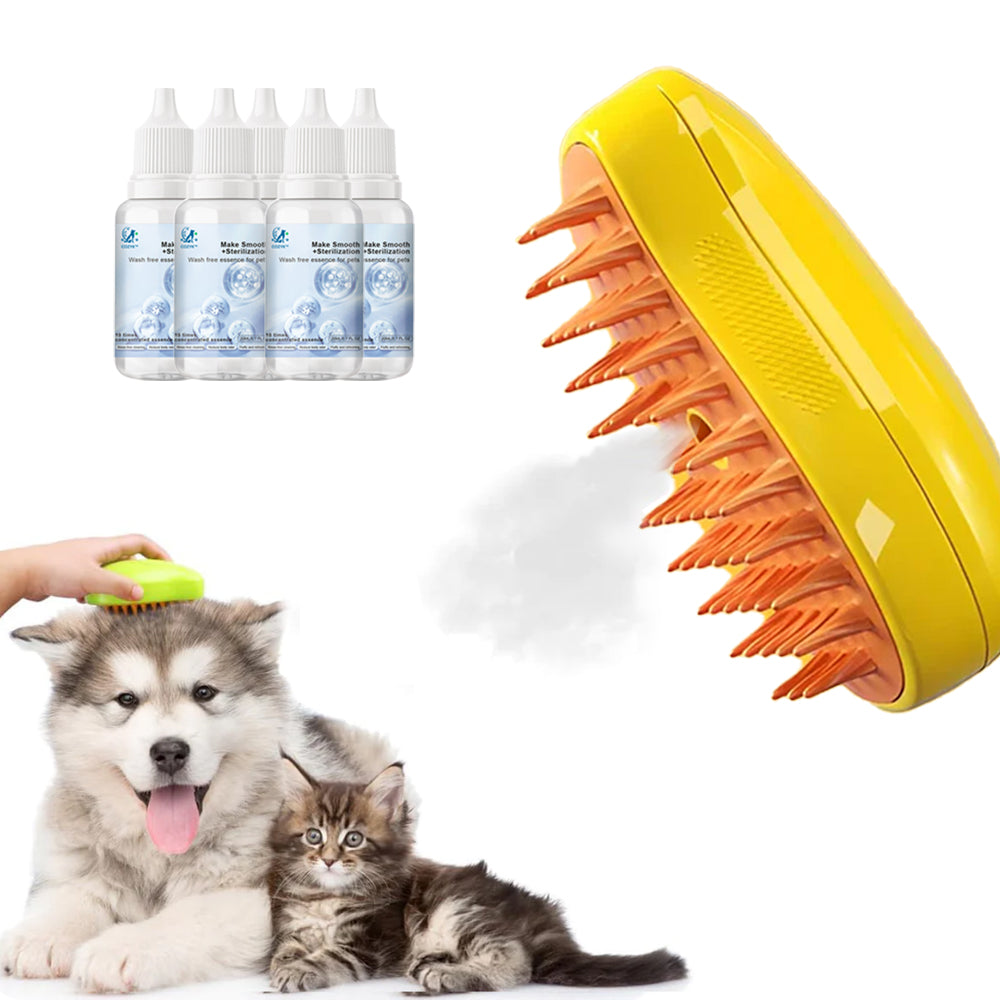 Cozyk™ Patented Exclusive Rechargeable Steam Pet Brush (95°F-113°F) for Pet Bathing