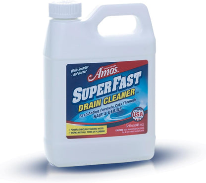 Professor Amos' Superfast Drain Cleaner Dissolve Hair, Grease, Food & Build Up Fast (32 Oz, Pack Of 2)