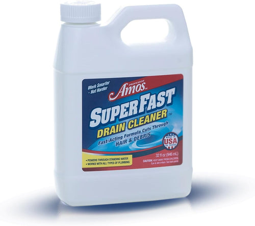 Professor Amos' Superfast Drain Cleaner Dissolve Hair, Grease, Food & Build Up Fast (32 Oz, Pack Of 2)