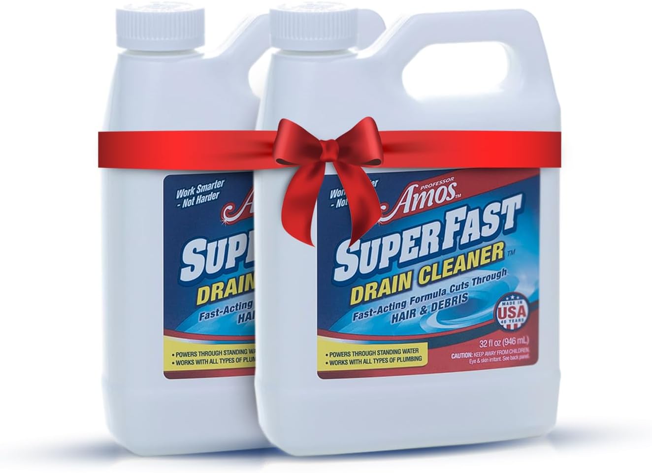 Professor Amos' Superfast Drain Cleaner Dissolve Hair, Grease, Food & Build Up Fast (32 Oz, Pack Of 2)